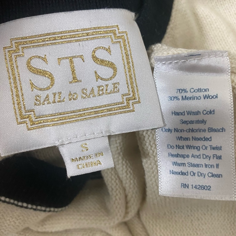 Sail To Sable Faith Bow Back Sweater Cream with Black Bows Cotton Wool Blend - S - Picture 16 of 16